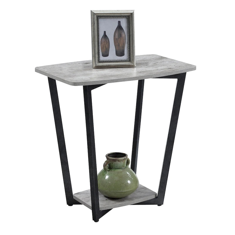 Table d'appoint industrielle avec étagère à deux niveaux