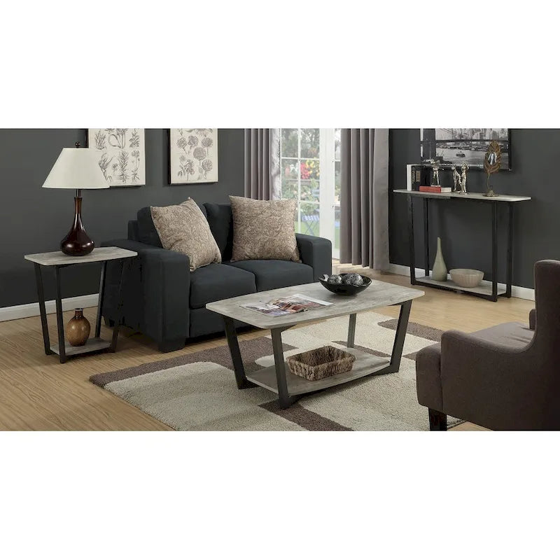 Table d'appoint industrielle avec étagère à deux niveaux