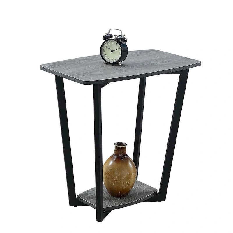 Table d'appoint industrielle avec étagère à deux niveaux
