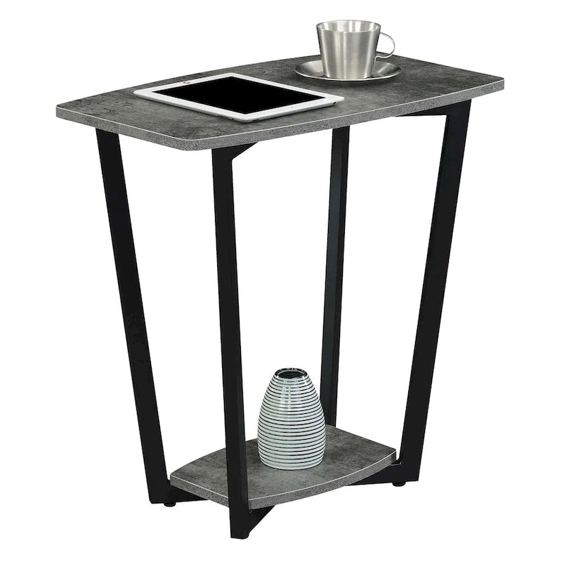 Table d'appoint industrielle avec étagère à deux niveaux
