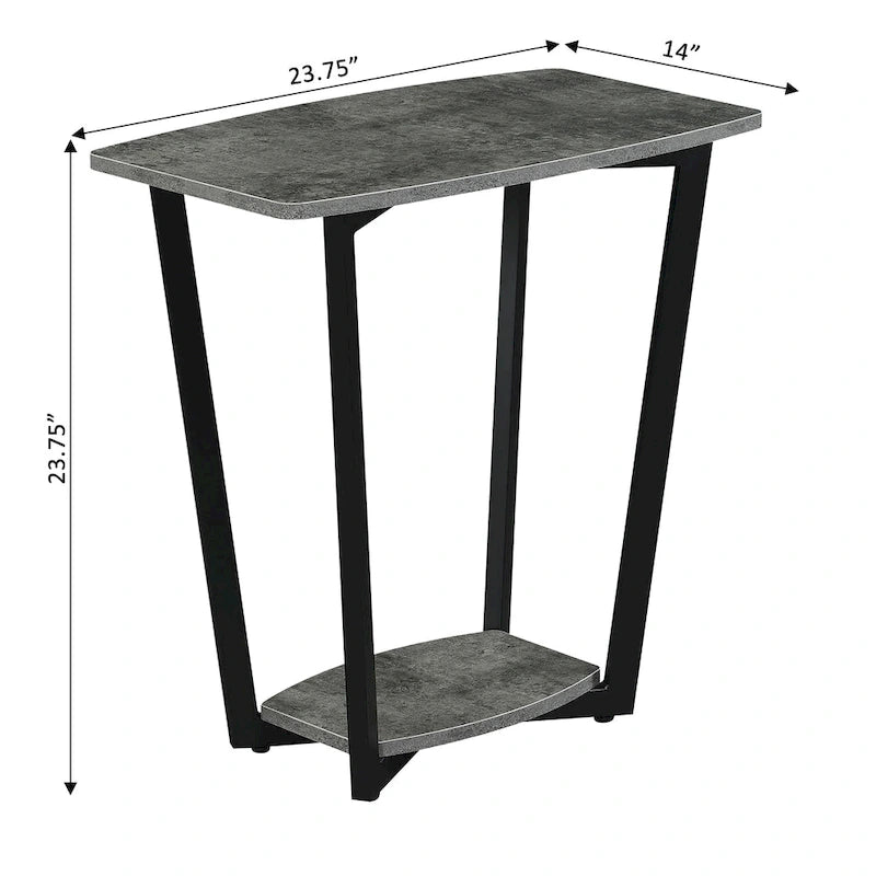 Table d'appoint industrielle avec étagère à deux niveaux