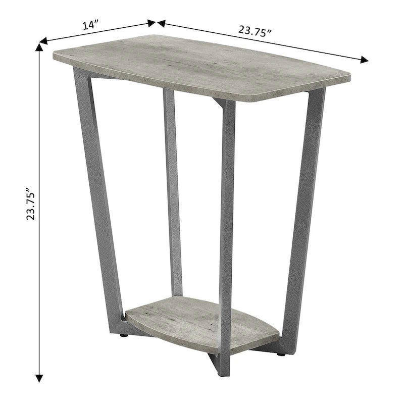 Table d'appoint industrielle avec étagère à deux niveaux
