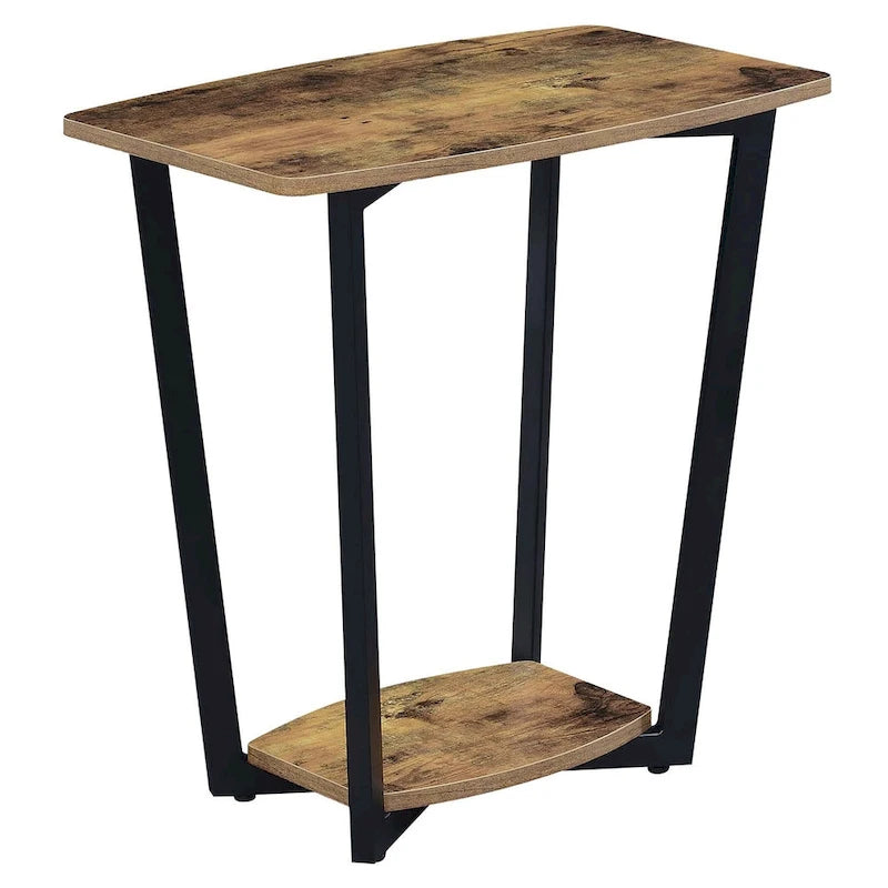 Table d'appoint industrielle avec étagère à deux niveaux