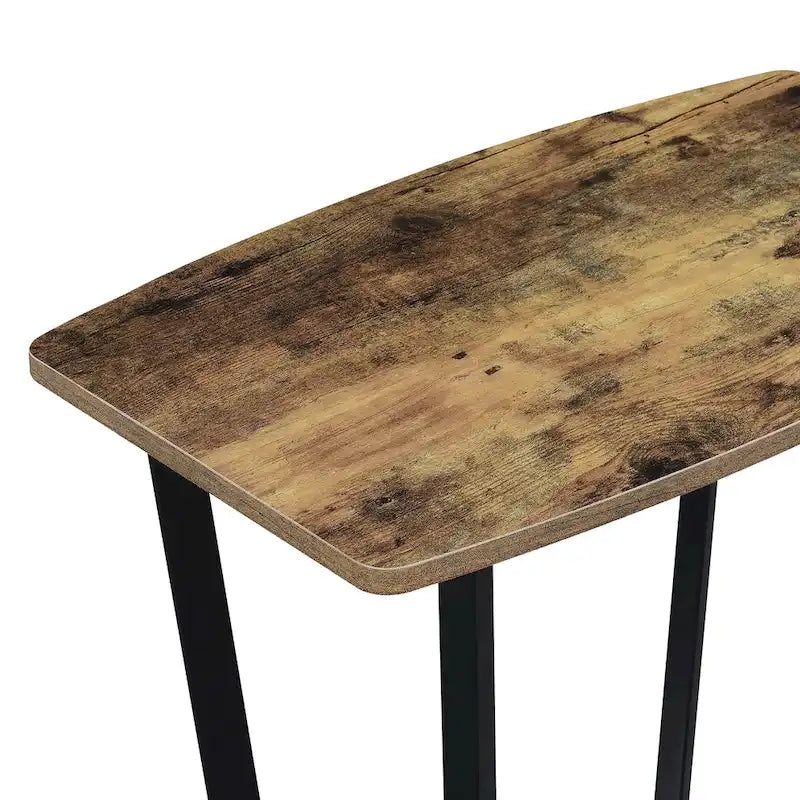 Table d'appoint industrielle avec étagère à deux niveaux