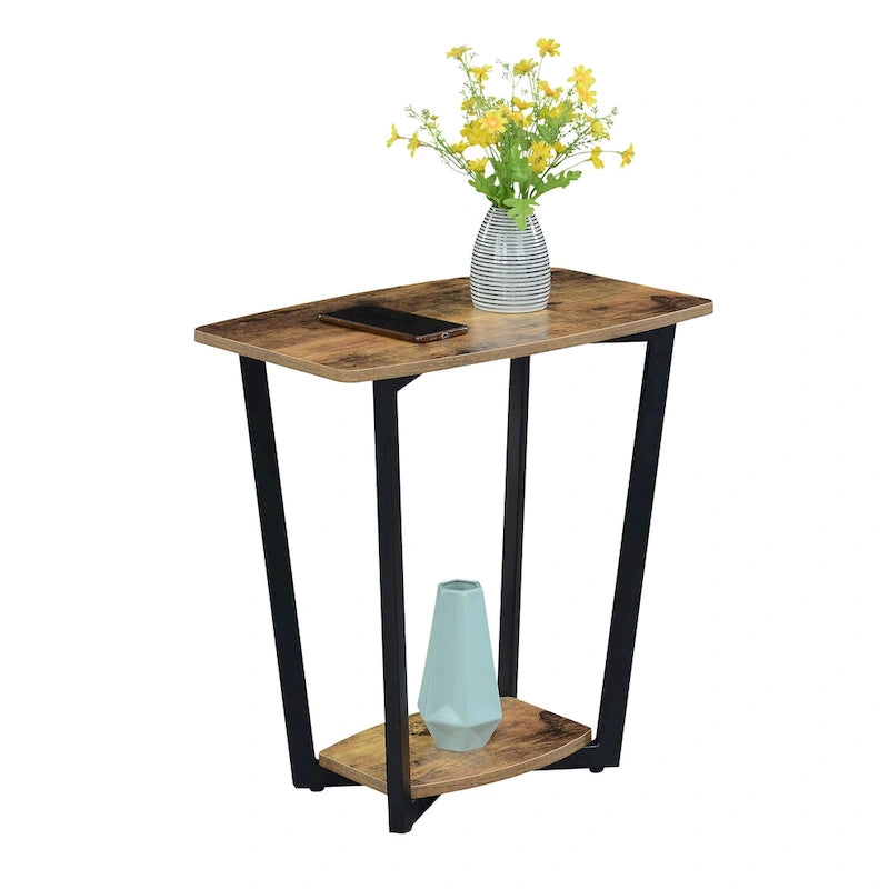 Table d'appoint industrielle avec étagère à deux niveaux