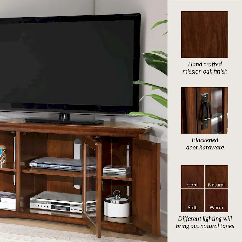 Meuble TV d'angle Mission en bois massif