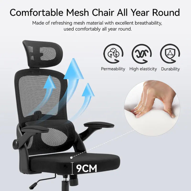 Chaise de bureau ergonomique à dossier haut pour personnes fortes et de grande taille