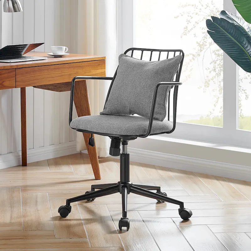 Chaise de bureau moderne en tissu avec pivotement à 360° et réglage en hauteur