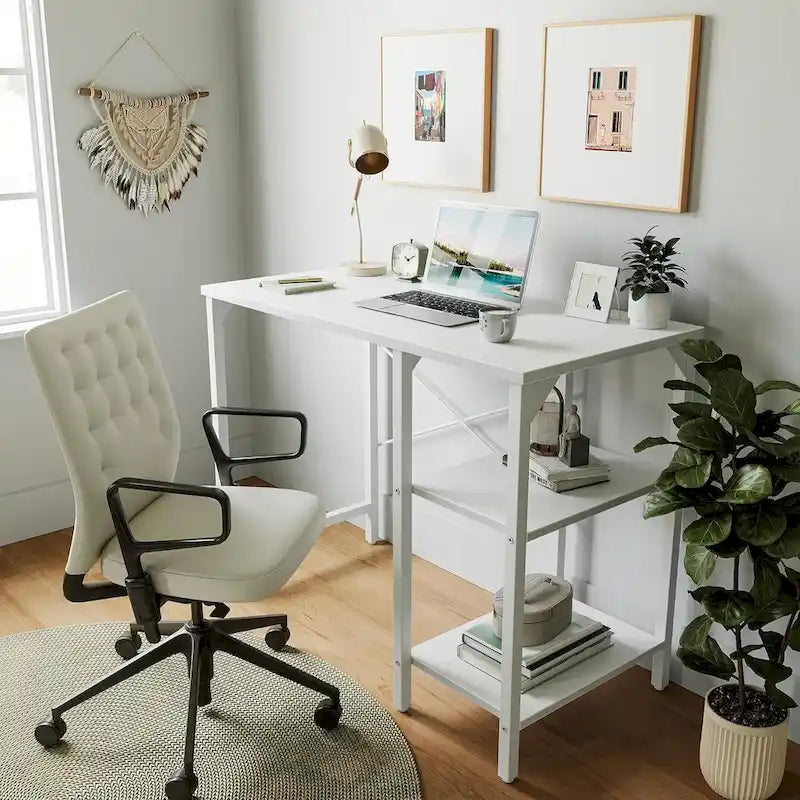 Bureau de travail à domicile de 35 pouces avec étagères de rangement