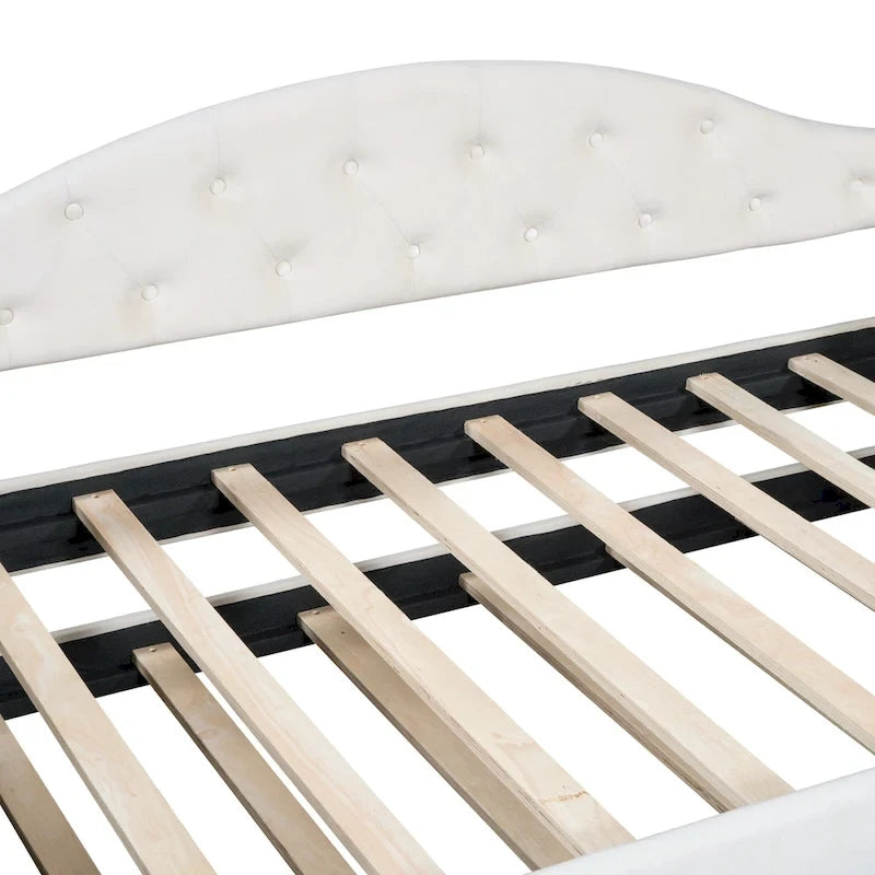 Lit de repos capitonné en velours jumeau avec lit gigogne et ports de chargement USB/Type-C