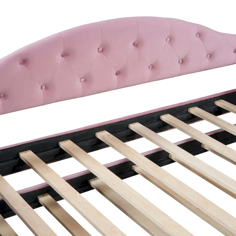 Lit de repos capitonné en velours jumeau avec lit gigogne et ports de chargement USB/Type-C
