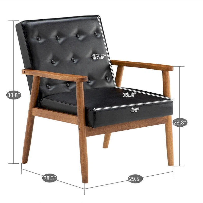 Chaise d'appoint mi-siècle en similicuir noir/marron