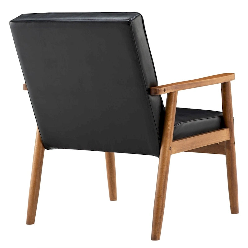 Chaise d'appoint mi-siècle en similicuir noir/marron