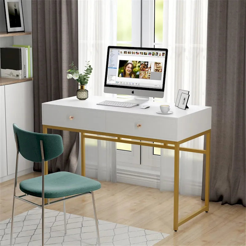 Bureau de télétravail de 47 pouces avec 2 tiroirs de rangement