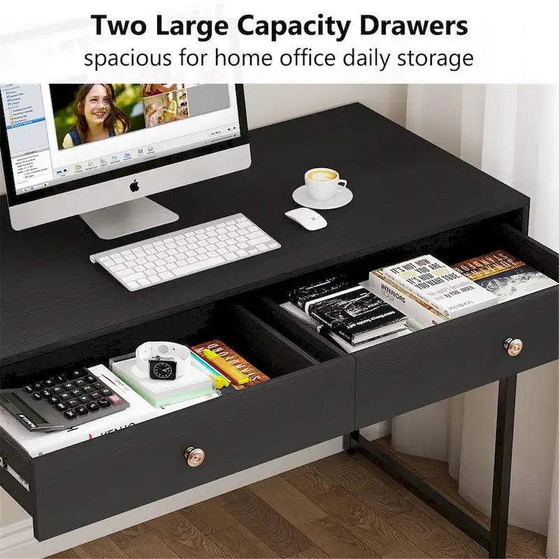 Bureau de télétravail de 47 pouces avec 2 tiroirs de rangement