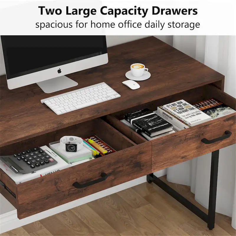 Bureau de télétravail de 47 pouces avec 2 tiroirs de rangement