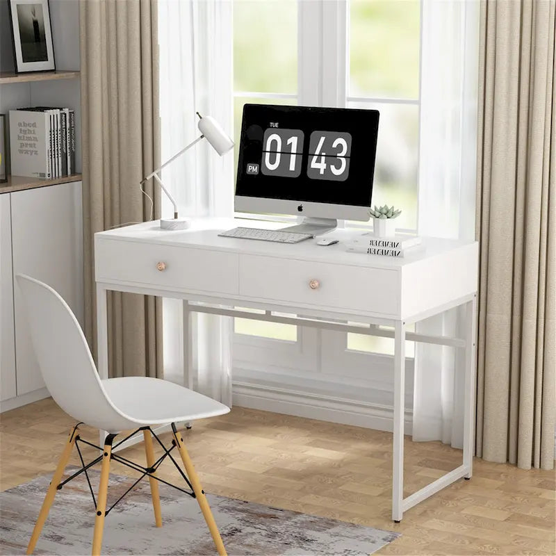 Bureau de télétravail de 47 pouces avec 2 tiroirs de rangement