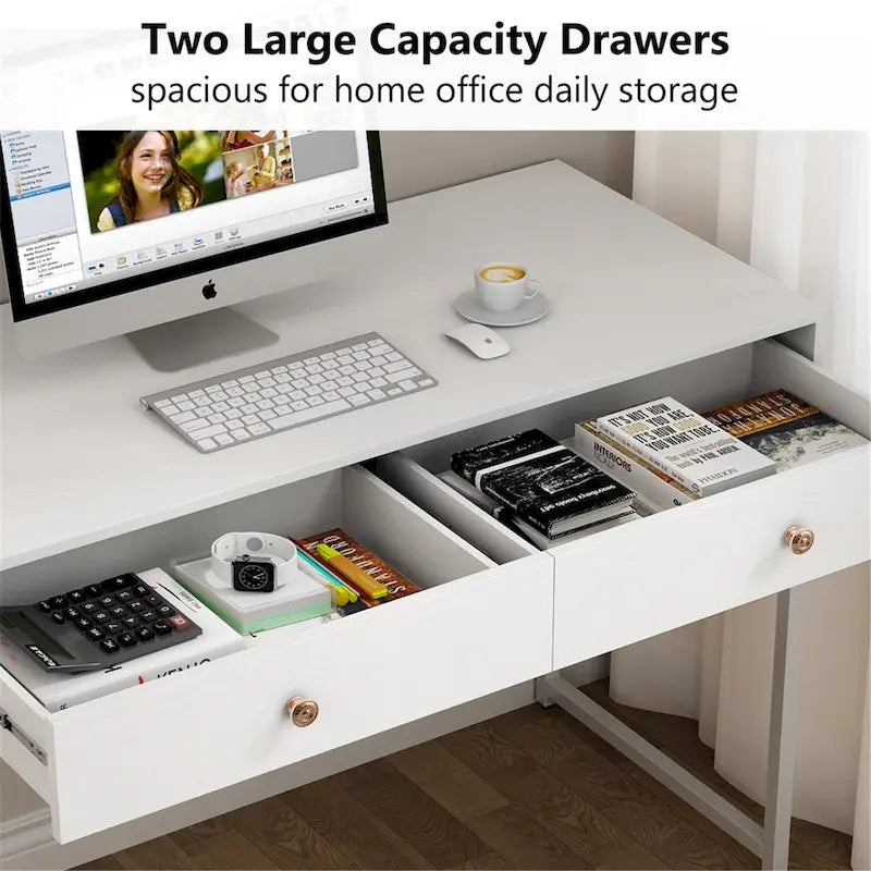 Bureau de télétravail de 47 pouces avec 2 tiroirs de rangement