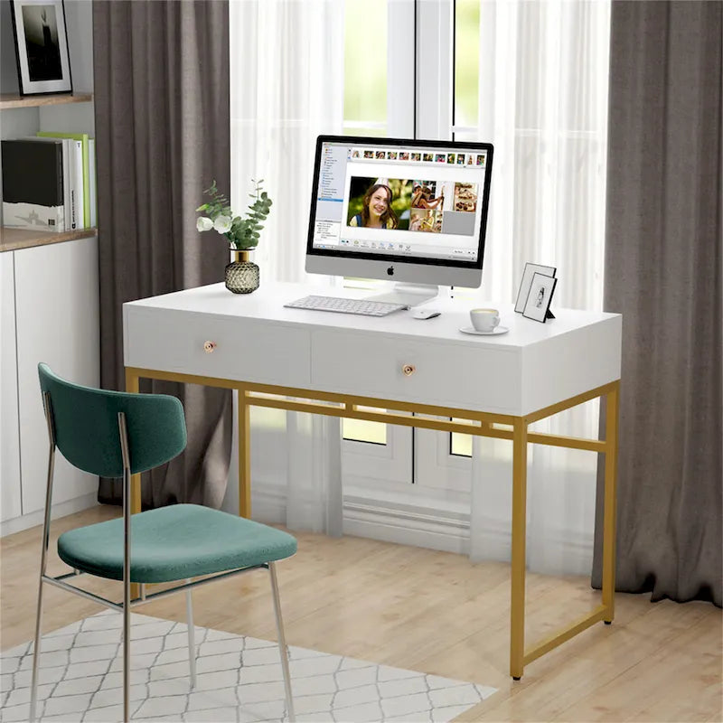 Bureau de télétravail de 47 pouces avec 2 tiroirs de rangement