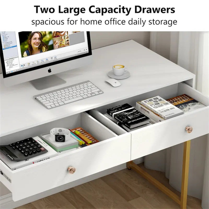 Bureau de télétravail de 47 pouces avec 2 tiroirs de rangement