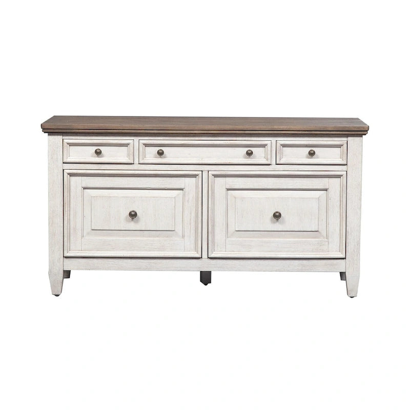 Crédence tabac blanc antique avec quincaillerie en laiton