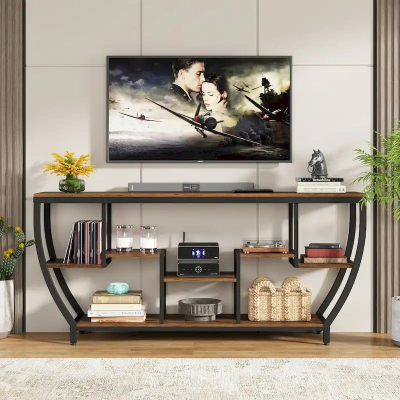 Console extra longue de 180 cm avec étagères