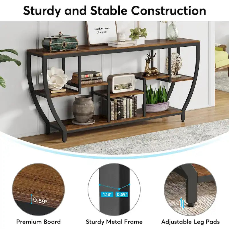 Console extra longue de 180 cm avec étagères