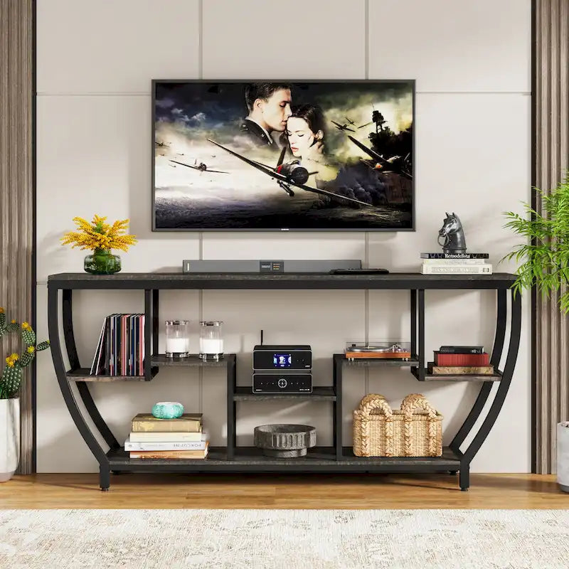 Console extra longue de 180 cm avec étagères