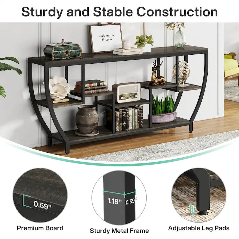 Console extra longue de 180 cm avec étagères
