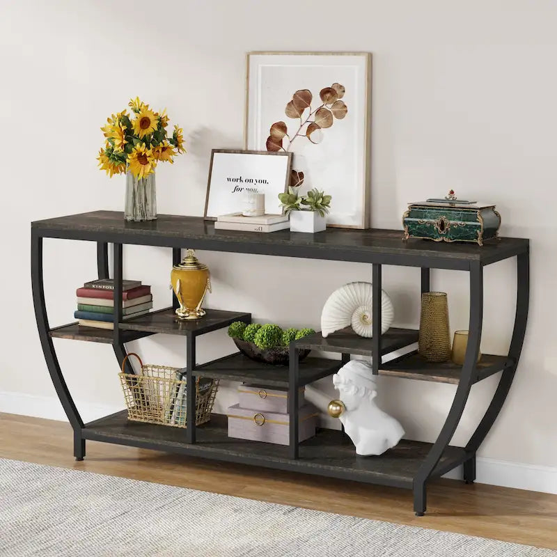 Console extra longue de 180 cm avec étagères