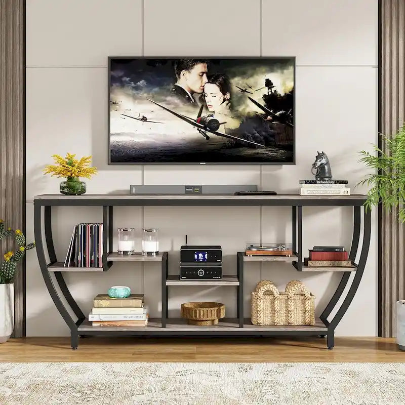 Console extra longue de 180 cm avec étagères