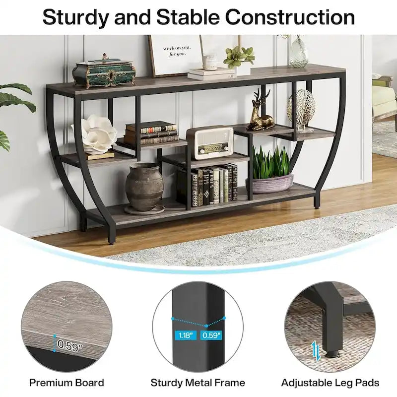 Console extra longue de 180 cm avec étagères