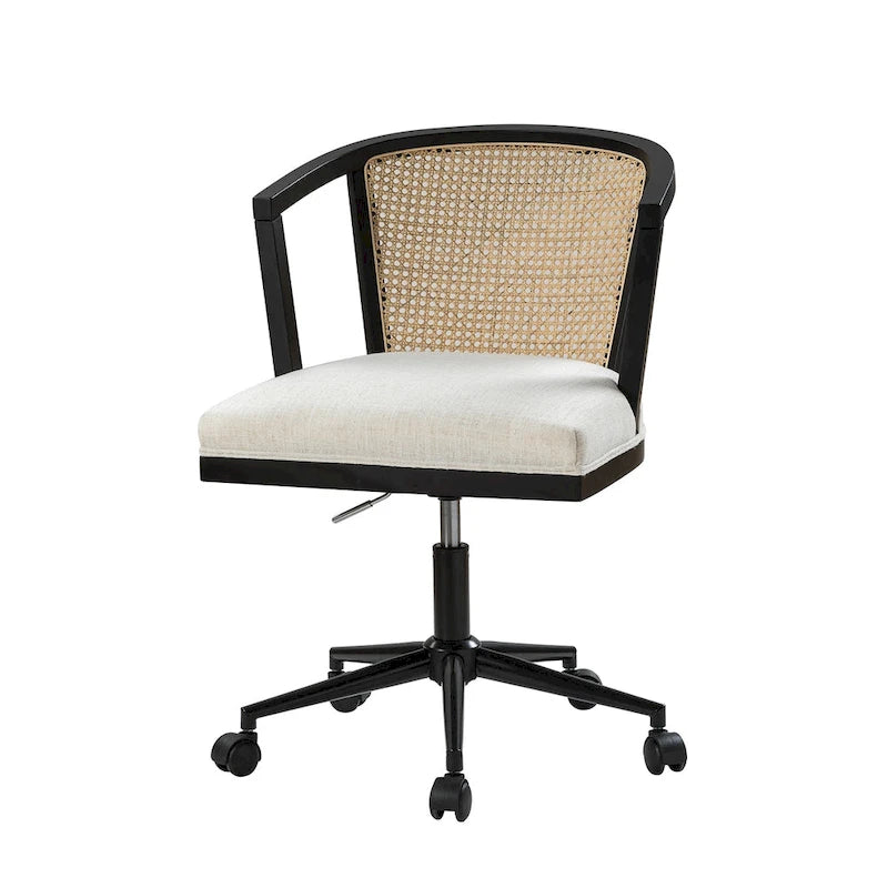 Chaise de bureau moderne pivotante en rotin avec réglage en hauteur
