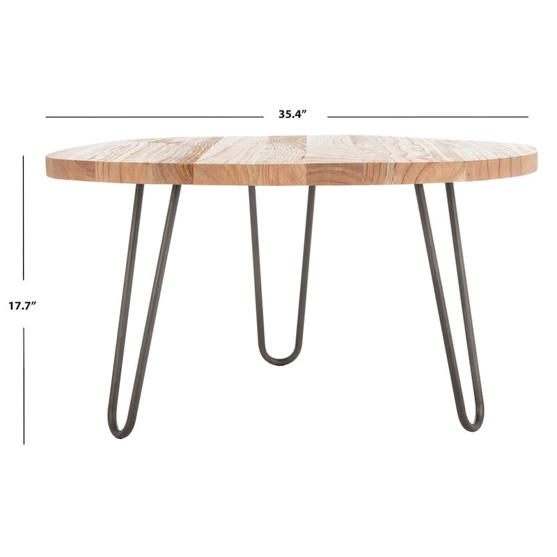 Table basse à bords irréguliers avec pieds épingles à cheveux | 35" x 35" x 18"
