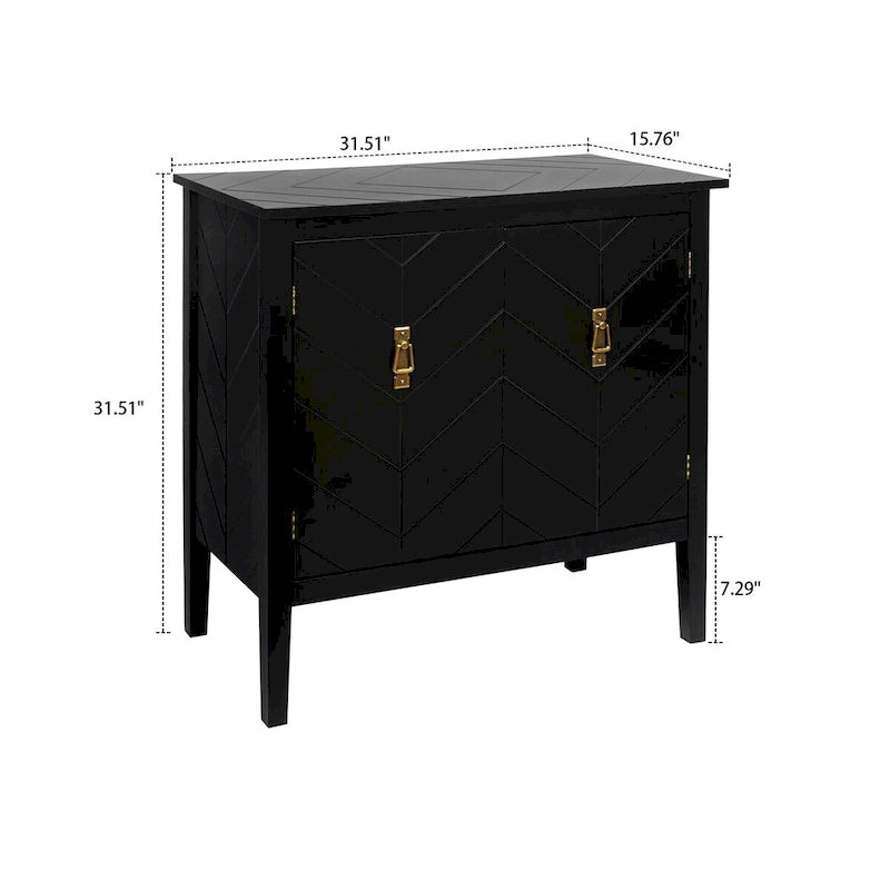 Meuble de rangement en bois avec poignées en laiton antique