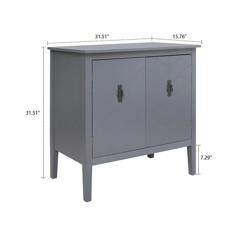 Meuble de rangement en bois avec poignées en laiton antique