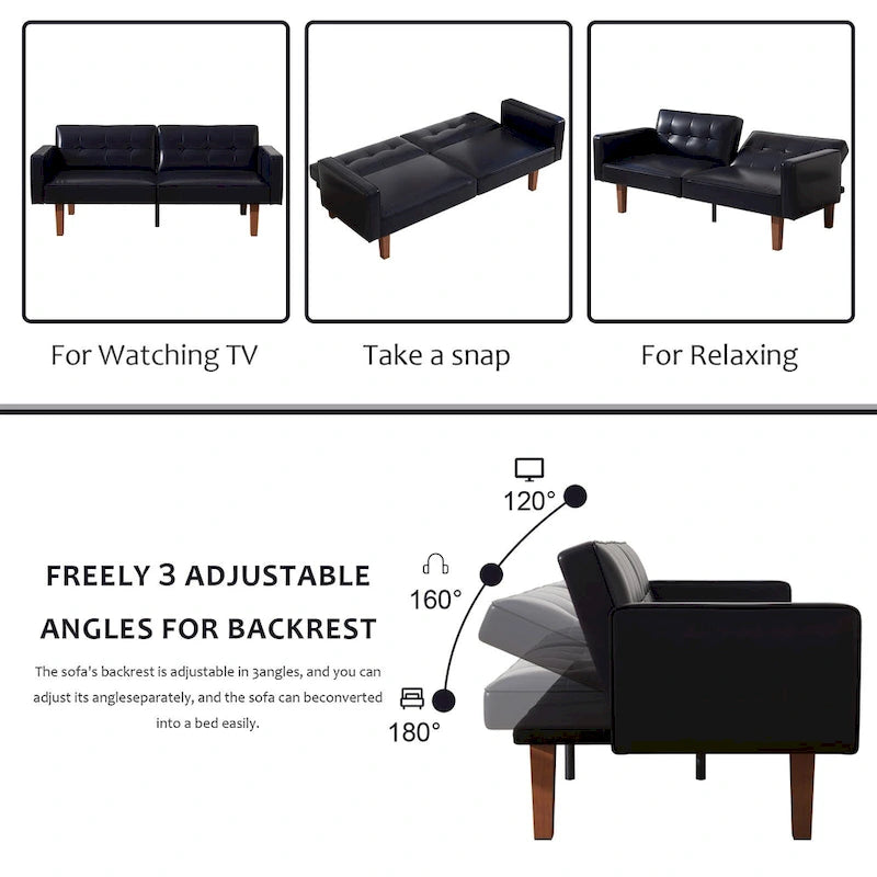 Canapé-lit convertible futon avec matelas en mousse à mémoire de forme