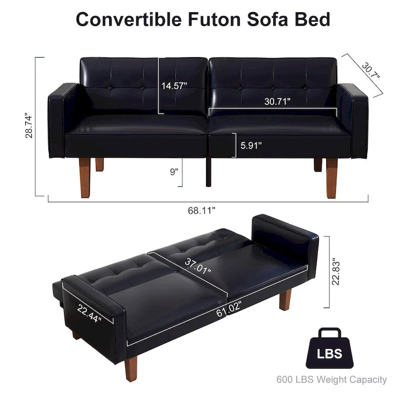 Canapé-lit convertible futon avec matelas en mousse à mémoire de forme