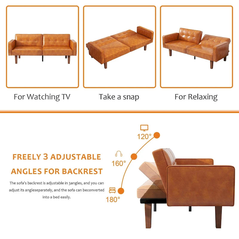 Canapé-lit convertible futon avec matelas en mousse à mémoire de forme