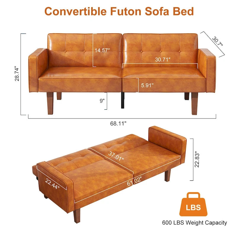 Canapé-lit convertible futon avec matelas en mousse à mémoire de forme