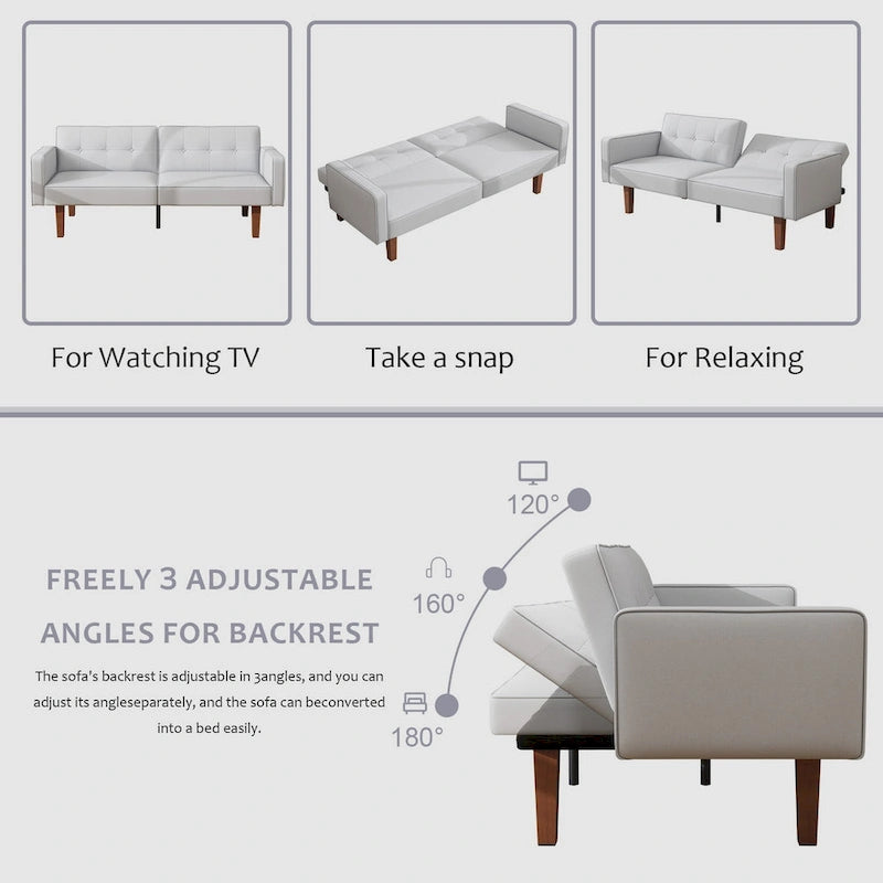 Canapé-lit convertible futon avec matelas en mousse à mémoire de forme