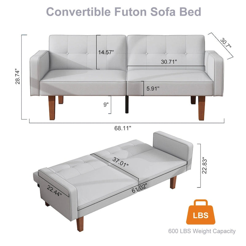 Canapé-lit convertible futon avec matelas en mousse à mémoire de forme