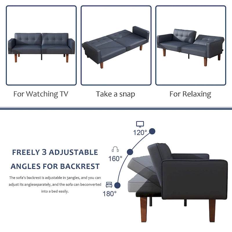 Canapé-lit convertible futon avec matelas en mousse à mémoire de forme