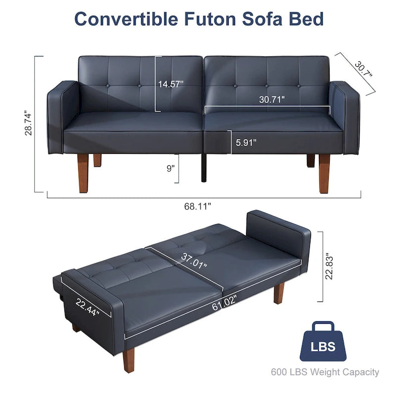 Canapé-lit convertible futon avec matelas en mousse à mémoire de forme