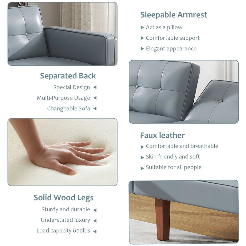 Canapé-lit convertible futon avec matelas en mousse à mémoire de forme