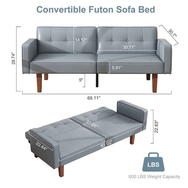 Canapé-lit convertible futon avec matelas en mousse à mémoire de forme