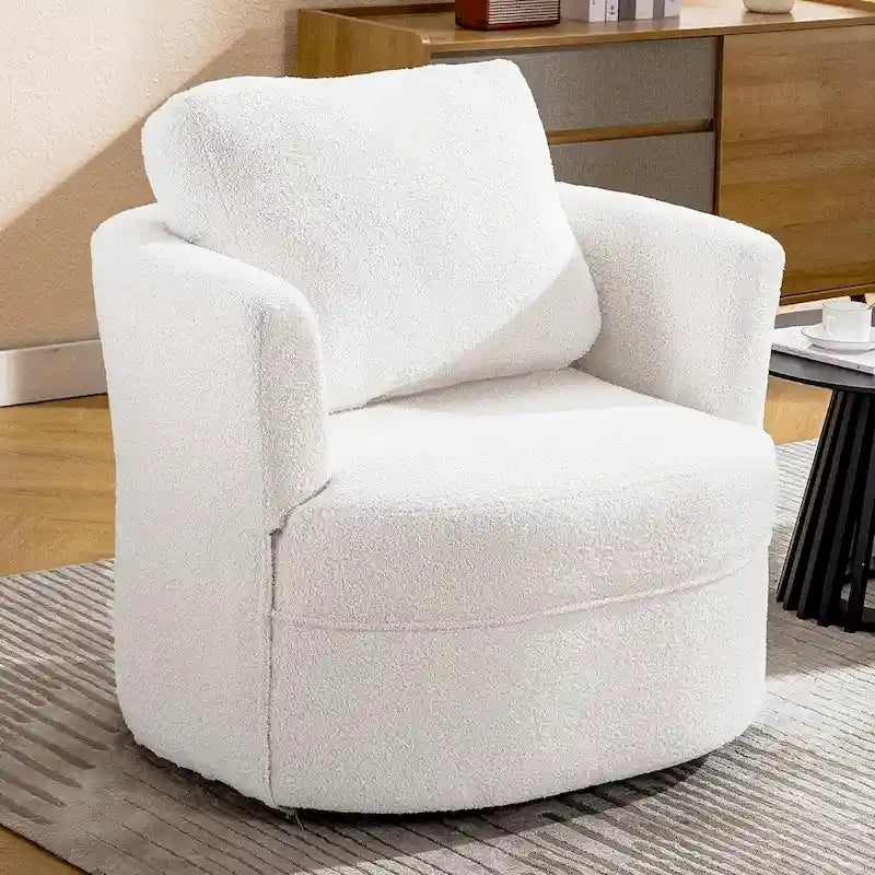 Fauteuil cabriolet pivotant avec accoudoirs ronds et oreiller lombaire