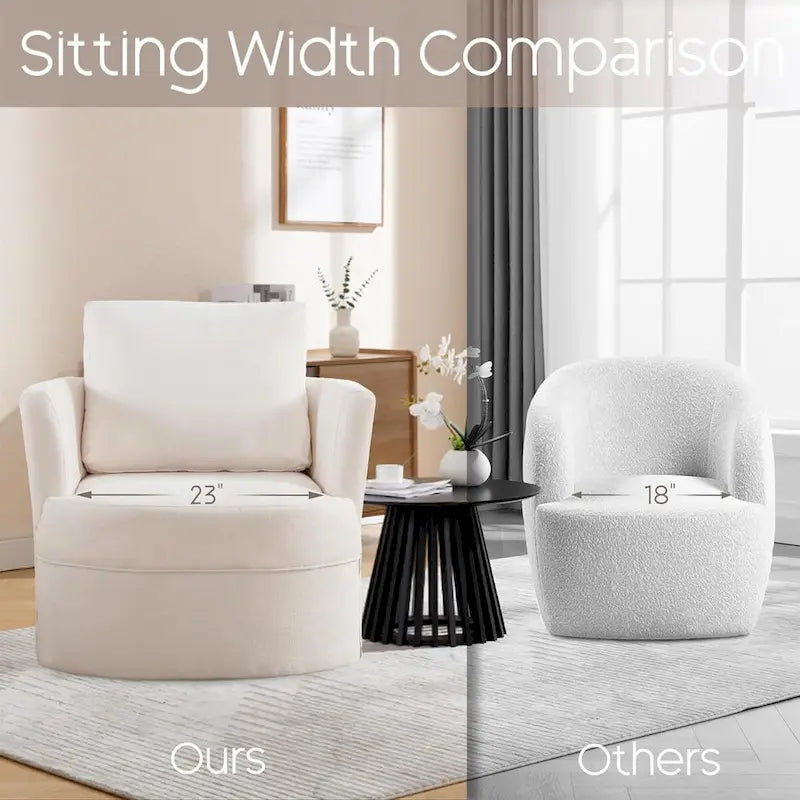 Fauteuil cabriolet pivotant avec accoudoirs ronds et oreiller lombaire