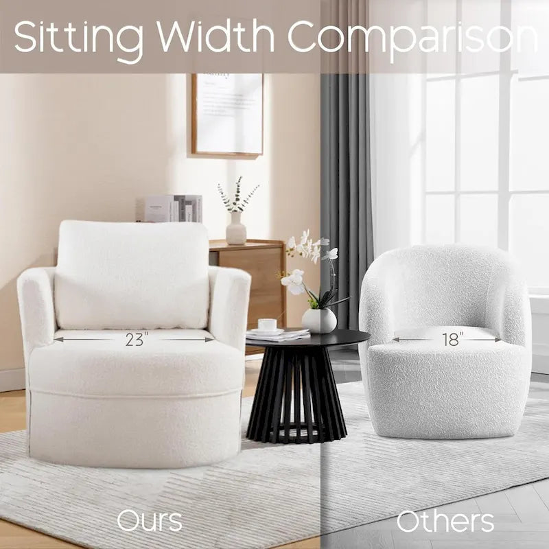 Fauteuil cabriolet pivotant avec accoudoirs ronds et oreiller lombaire