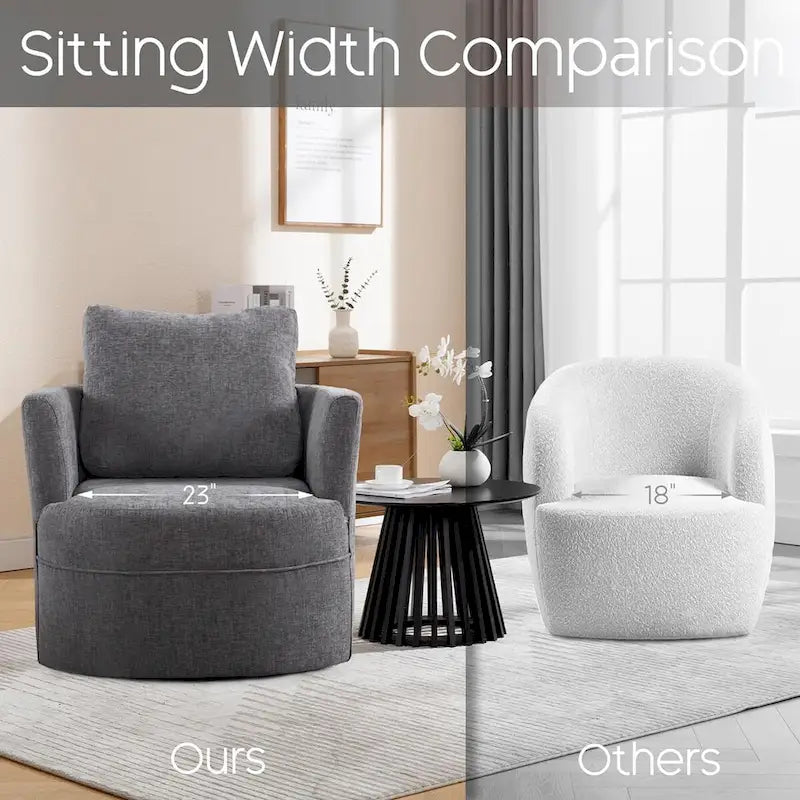 Fauteuil cabriolet pivotant avec accoudoirs ronds et oreiller lombaire
